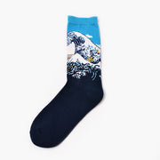 Moxiao factory direct selling Qiudong men''s socks new personality literature retro world famous painting men''s socks oil painting men''s socks