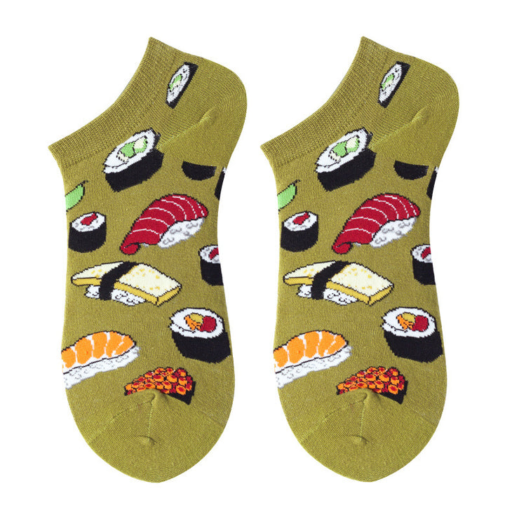 Men's Spring And Summer Ankle Oil Painting Avocado Socks