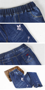 Korean Children"s Clothing Girls" Spring New Fashion Five Pointed Star Skinny Jeans