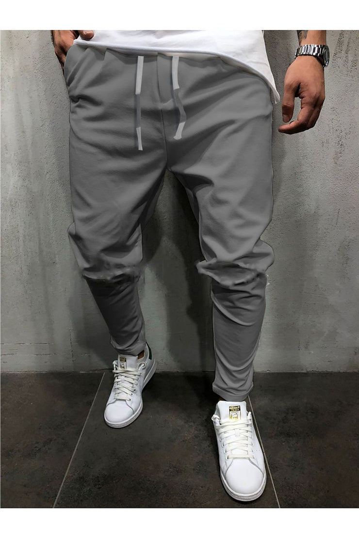 Men's Pants Solid Color Cropped Pants With Elastic Band