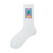 Socks Men's Tube Socks Ladies Striped Socks Sweat Absorbent Deodorant Socks Cactus Flame Banana