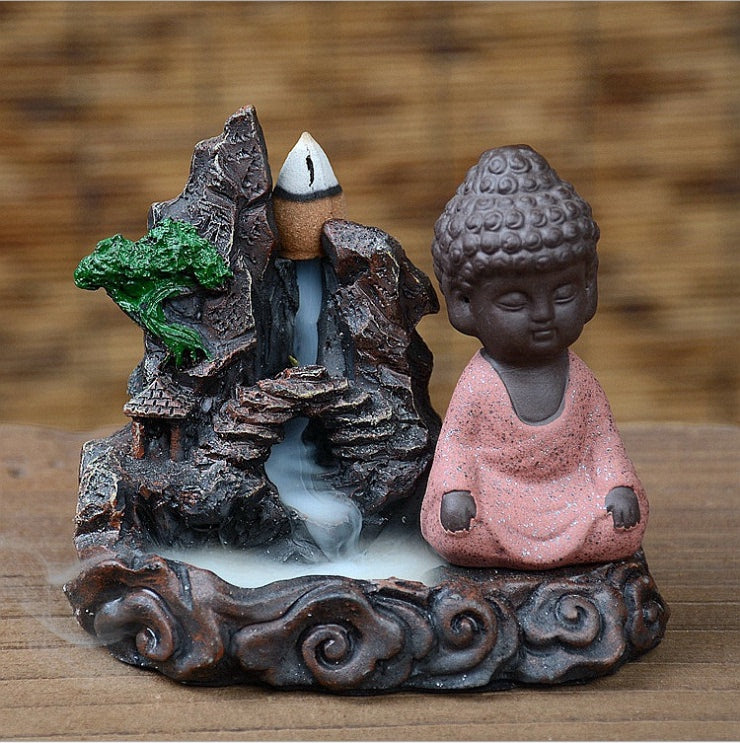 Ceramic Backflow Incense Burner Young Monk