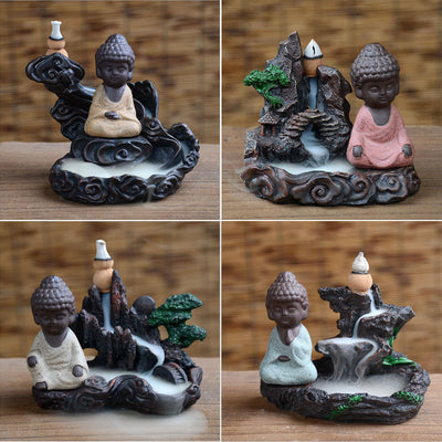 Ceramic Backflow Incense Burner Young Monk