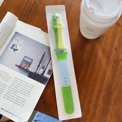 Silicone Contrast Color Sports Watch Band For Applewatch Watches