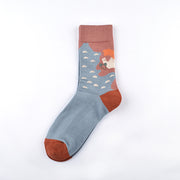 Personality Tide Socks Lighthouse Tide Socks   Combed Cotton Embroidered Tube Socks