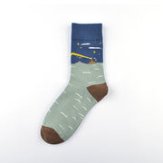 Personality Tide Socks Lighthouse Tide Socks   Combed Cotton Embroidered Tube Socks