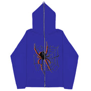 Dark Goth Original Spider Print Zipper Sweatshirt Hoodie