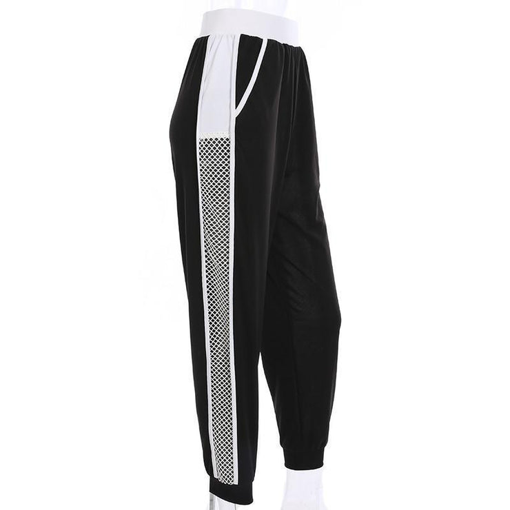 YOUNG GIRL PATCHWORK MESH SWEATPANTS