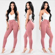 joggers women trousers stretch pencil pants plus size high waist sweatpants lace up long pants pink women fitness clothing