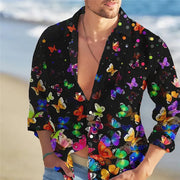 Men's Loose Floral Shirt Beach Retro