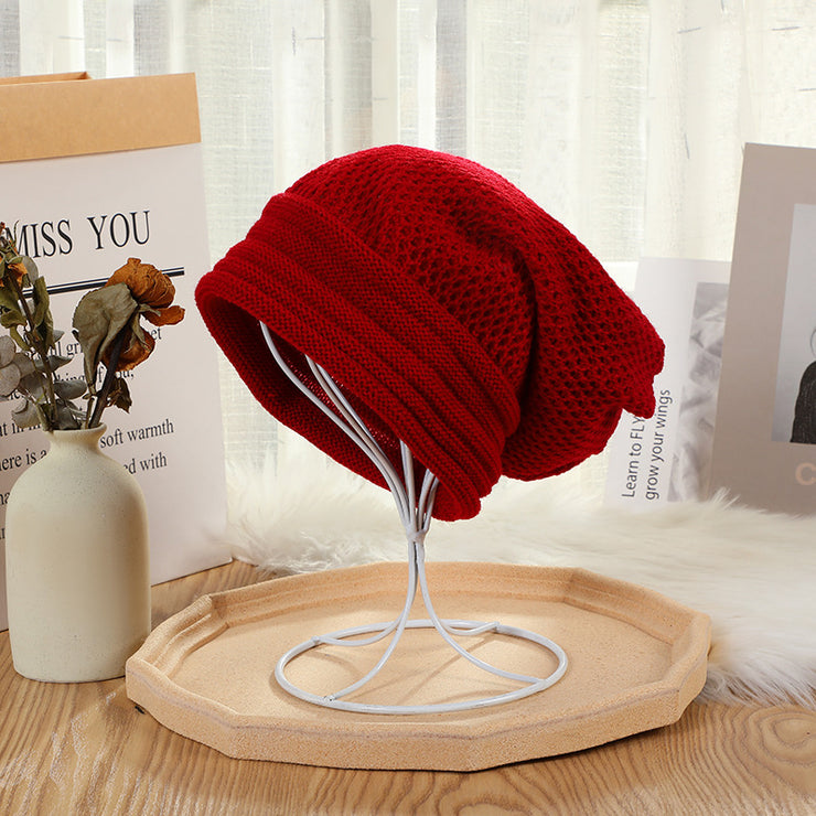 Japanese Style Long Sweet Hat Autumn And Winter Keep Warm Pure Color Texture