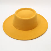 Retro Fedora 8cm Wide Brim Solid Color Concave-convex Dome Woolen Hat