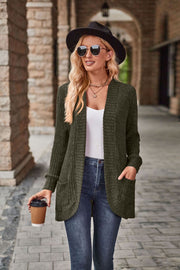 Autumn Solid Color Sunken Stripe Brushed Stitching Long Sleeve Cardigan Jacket