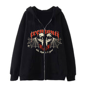 Dark Style Hip Hop Gothic Harajuku Y2Y Skull Zipper Hooded Sweatshirt Coat