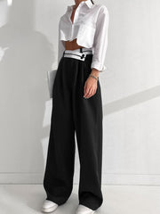 Commuter Color Suit Pants Women's Casual Drape Mop Pants Wide Leg Pants