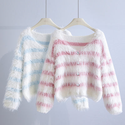 Women's Fashion Loose Striped Sweater Jacket