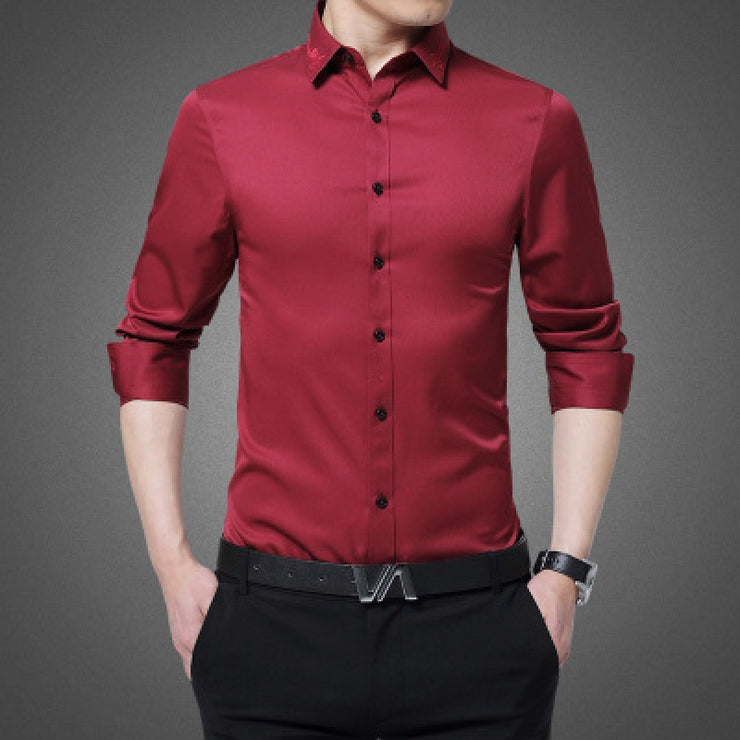 Solid color business work wear work shirt