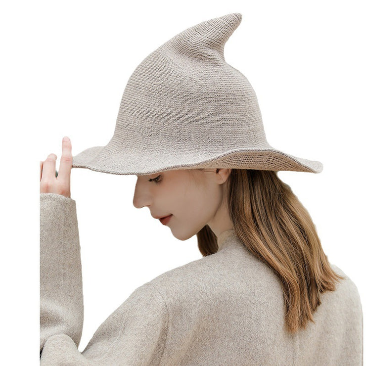 Peaked Big Eaves Knitted Wizard Top Hat Female Fisherman Basin Hat