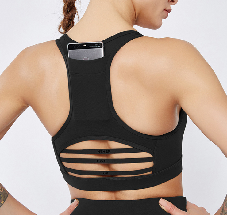 Back pocket sports bra