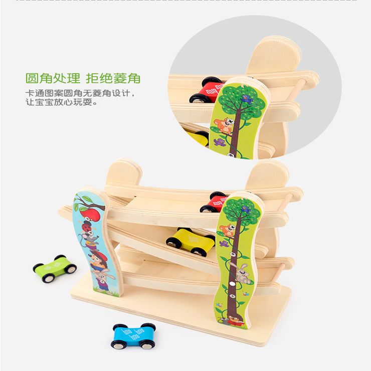 Wooden gliding coaster for young children