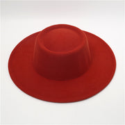 Retro Fedora 8cm Wide Brim Solid Color Concave-convex Dome Woolen Hat