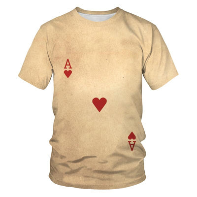 Poker Men's 3D Digital Printing Short Sleeve