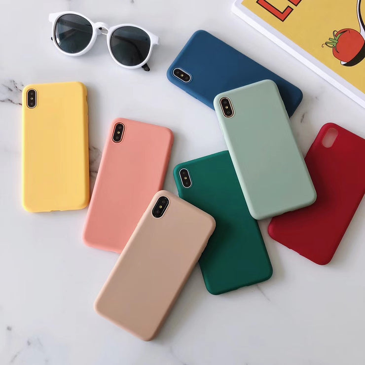 Pure color creative macaron phone case