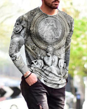 Men's Muscle Print Long Sleeve T-Shirt