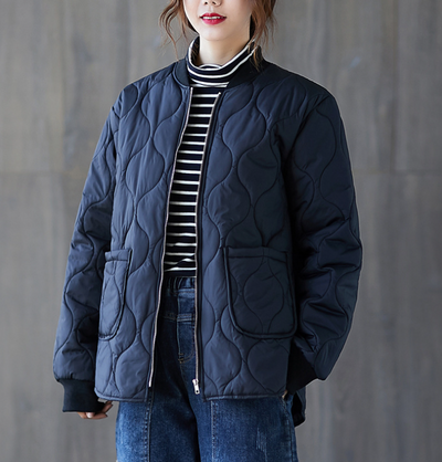 Literary Hundred With Baseball Jacket Cotton Short Zipper Top Coat Jacket Female