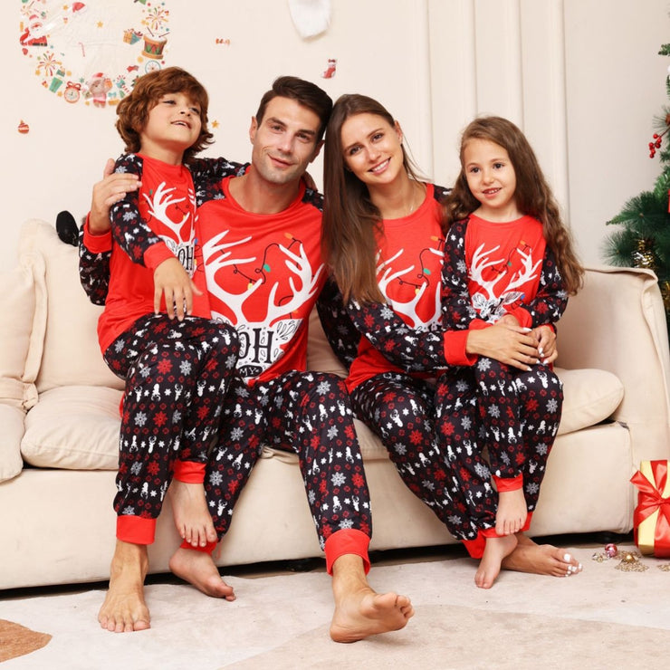 New Letter Snowflake Deer Christmas Parent-child Suit Printed Homewear Pajamas