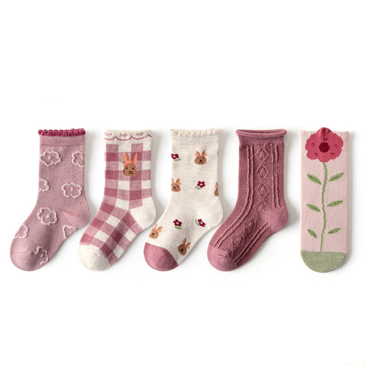 Autumn And Winter Mori Style Girls Lace Mid-calf Length Socks