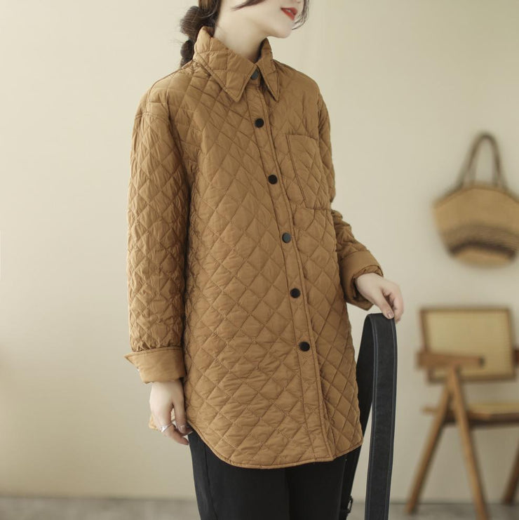 Mid-length Lightweight Down Coater Thickened Warm Vintage Rhombus Jacket