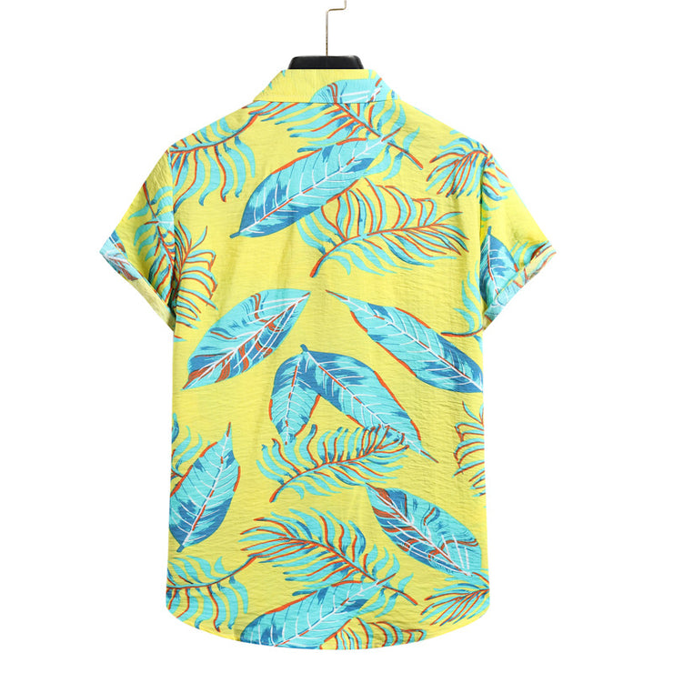 Spring And Summer New Men's Short-sleeved Floral Shirt Hawaiian Shirt