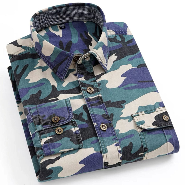 Men's Cotton Camouflage Long-sleeved Shirt