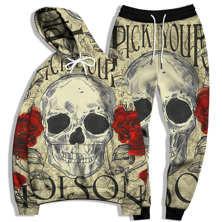 Skull Print Men's Long Sleeve Loose Sweatshirt