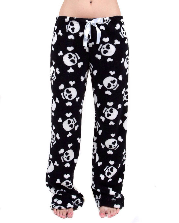 Loose Casual Dralon Skull Print Pajama Pants