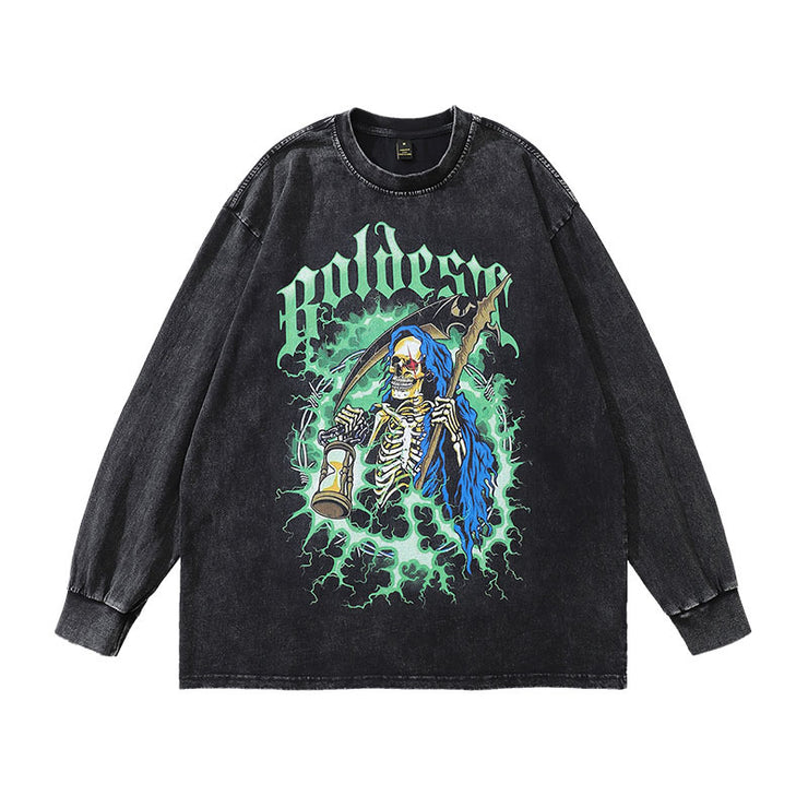 High Street Rock Wind Vintage Old Bottoming Long Sleeve T-shirt