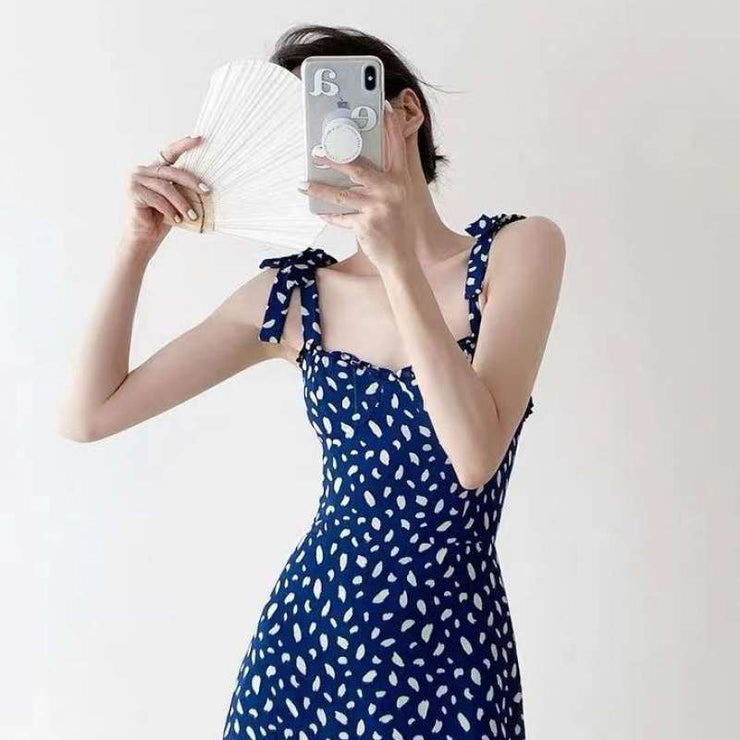 French Sweet Floral Suspender Dress For Women