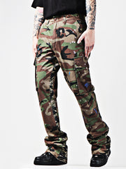 Water Washed Tiger Patterned Camouflage Leopard Patterned Jeans