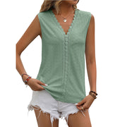 Lace Tops Women V-neck Sleeveless Hollow Out Vest Summer Tank