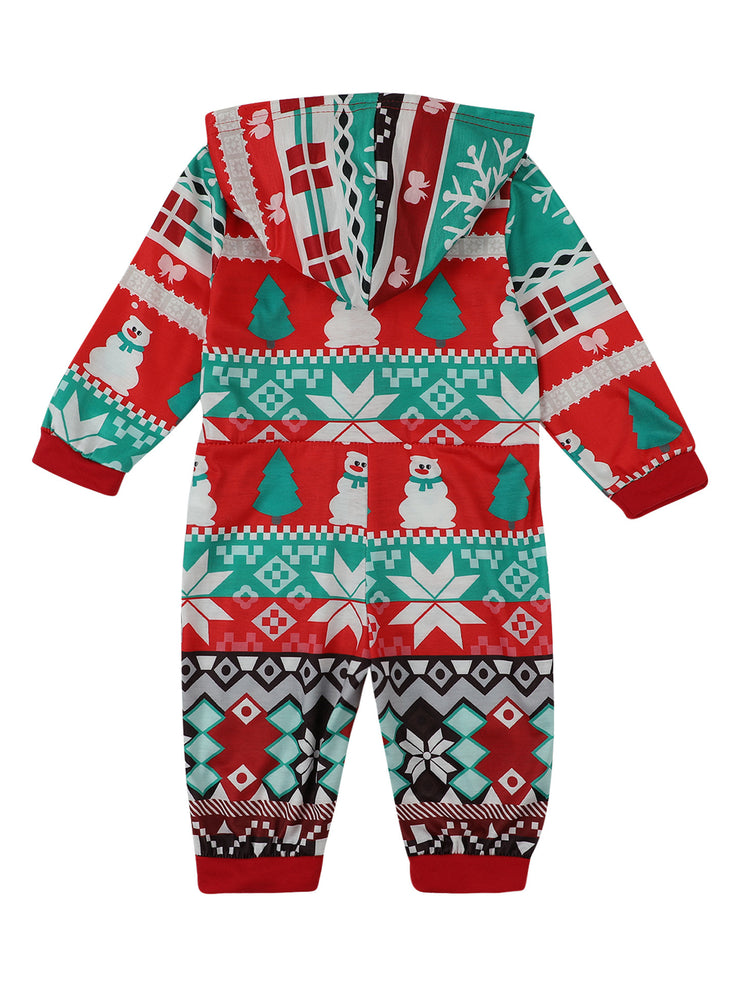 Christmas Hooded Printing Romper Home Wear One-piece Parent-child Outfit