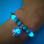 Energy Luminous Lotus Natural Stone Bracelet Yoga Healing Luminous Glow In The Dark Charm Beads Bracelet For Men Women Prayer Buddhism