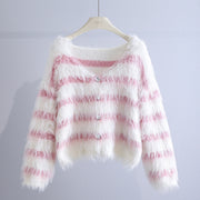 Women's Fashion Loose Striped Sweater Jacket