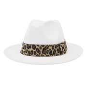 British Style Wool Leopard Print Wide-brimmed Hat