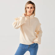 Women's Casual Ruffle Trim Half Zip Sweatshirt