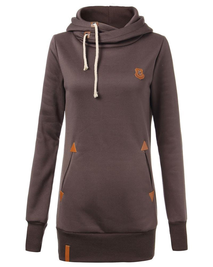 Pocket long-Sleeved Fleece Hooded Sweater Coat