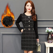 Young mother autumn winter dress