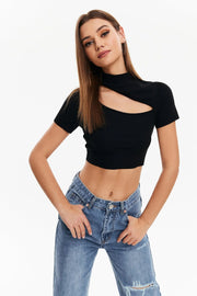 Navel Cutout Short-sleeved Top