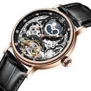 New KINYUED genuine automatic leather men's watch watches hollow mechanical watches travel time accurate