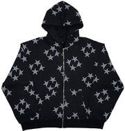 XINGX Printed Hooded Cardigan Sweater Coat